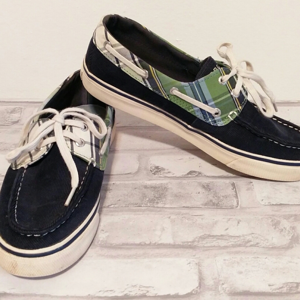 Sperry Top-Sider 9776345 Corduroy Navy Plaid 7.5M